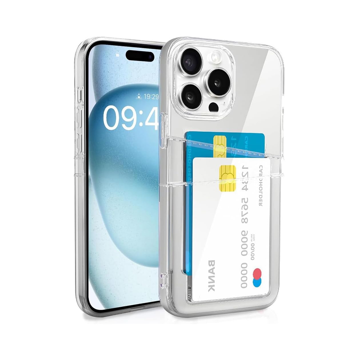 ZORBES Phone Case for iPhone 15 Pro Case with 2 Card Holder Soft TPU Crystal Clear Shockproof Protective Protective Phone Cover DIY Transparent Phone Case Cover for iPhone 15 Pro ZORBES Phone Case for iPhone 15 Pro Case with 2 Card Holder Soft TPU Crystal Clear Shockproof Protective Protective Phone Cover DIY Transparent Phone Case Cover for iPhone 15 Pro